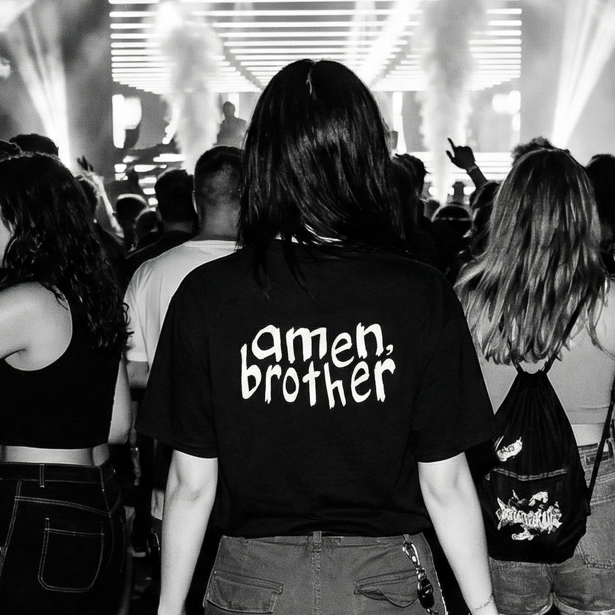 'amen, brother' jungle music t-shirt