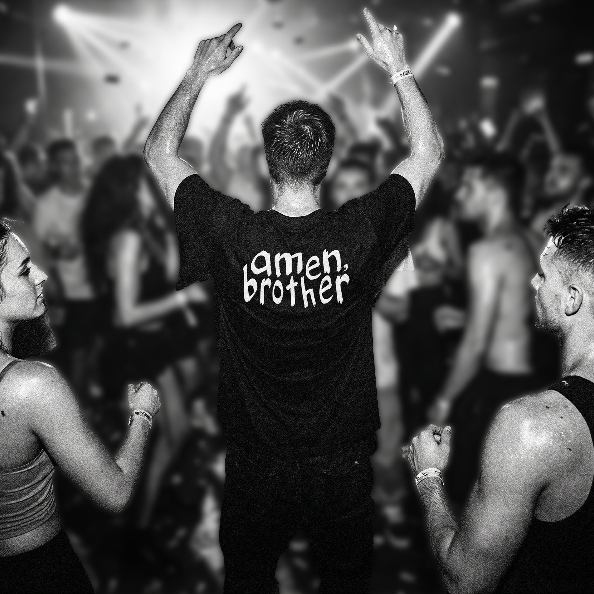 'amen, brother' jungle music t-shirt