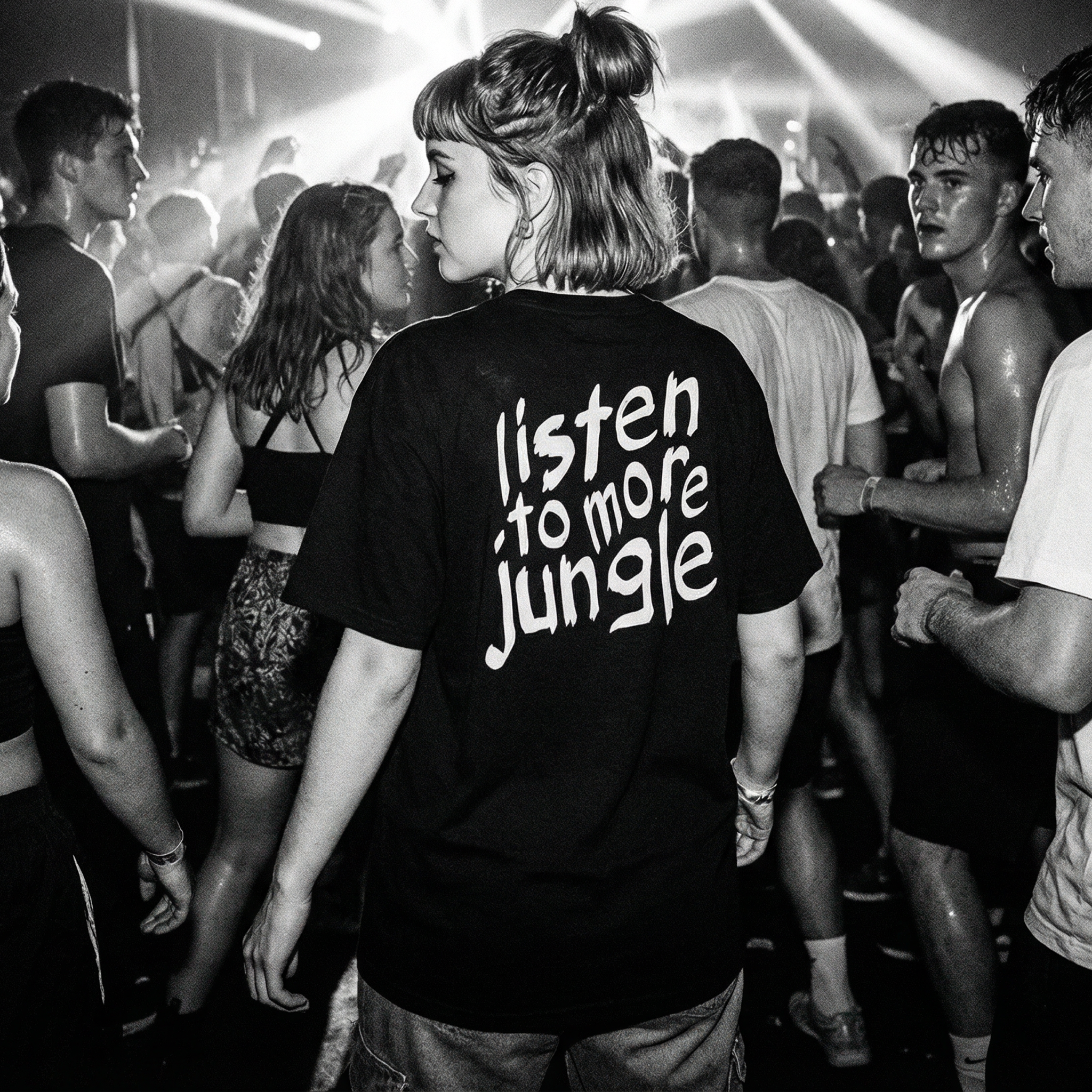 'listen to more jungle' music t-shirt